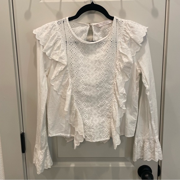 Zara White Ruffle Top - Picture 2 of 4
